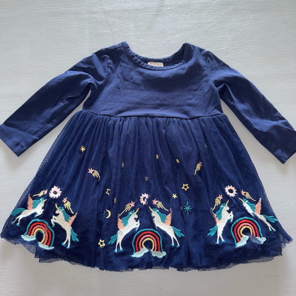 Hanna Andersson Navy Blue Unicorn Dress